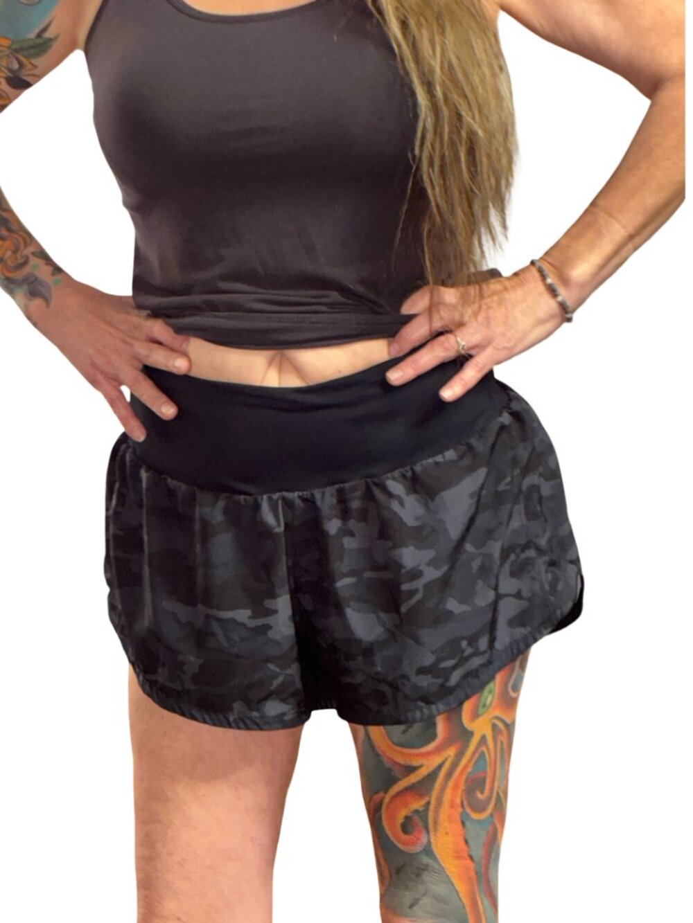 Sz.XL*Old Navy*Gray/Black Camouflage Running Shorts--Fully Lined